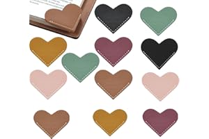 Leather Heart Bookmarks,12 Pcs Corner Page Book Marks for Women,Kids, Book Accessories for Reading Lover,Cute Handmade Book R