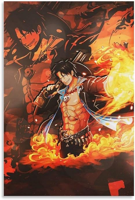 Amazon ワンピースエースアニメキャンバスアートポスターデコレーション絵画壁アート絵プリントポスターリビングルーム壁画家の装飾絵画12 08インチ 30 cm ウォールステッカー オンライン通販