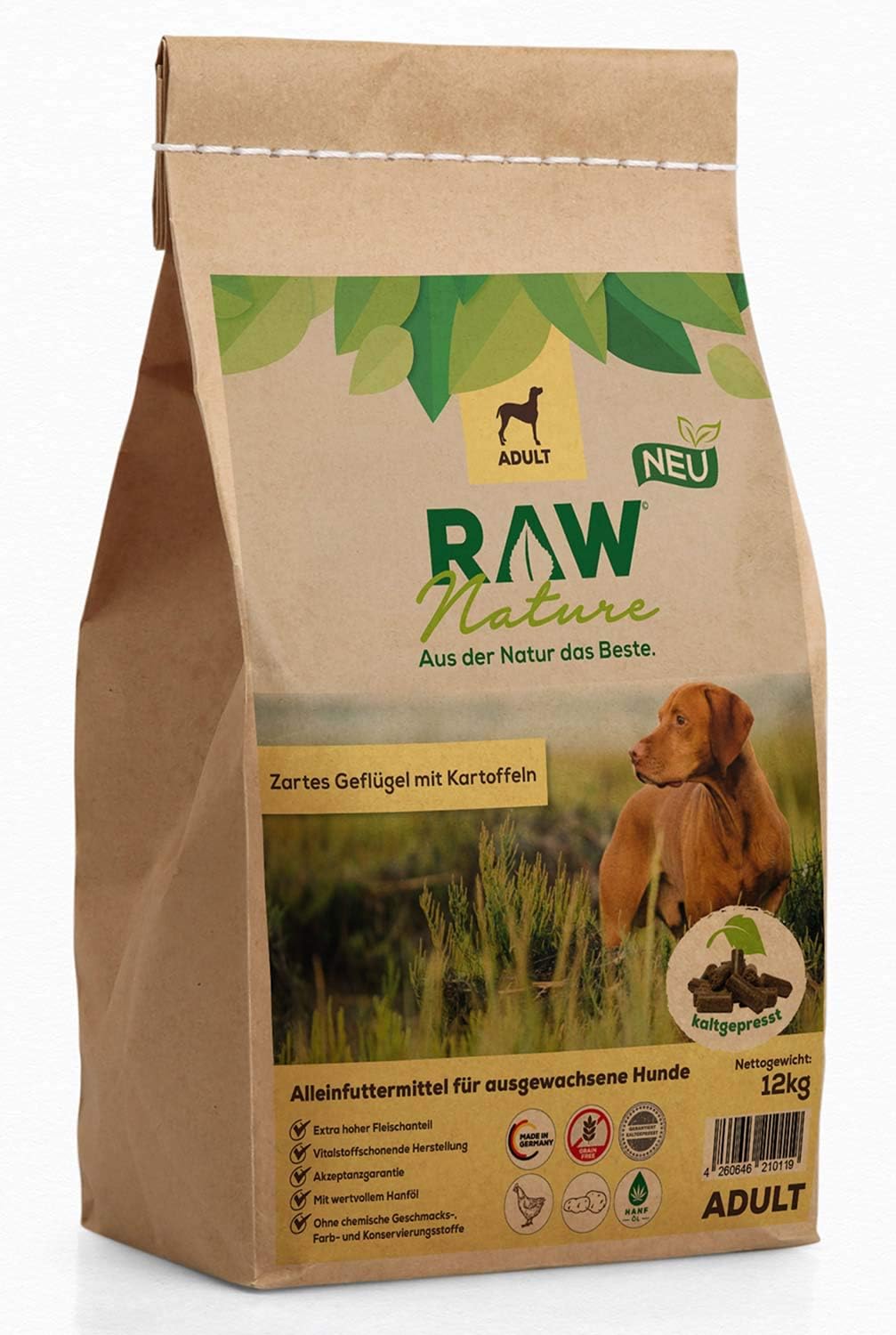 RAW Nature Trockenfutter Adult - Natürlich Kaltgepresst - Getreidefreis ...