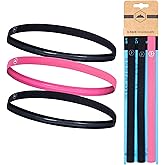 Tough Headwear Athletic Headband Set - Thin Headbands for Women - Elastic Sport Hair Bands Men - Skinny Sports Hairbands - Non Slip Athletic Head Bands for Sports