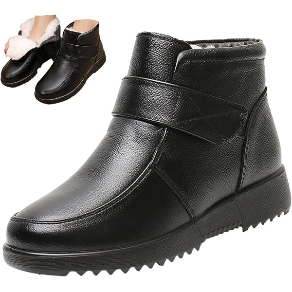Amazon.com | FmShi Women's stylish winter warm wool-lined ankle boots  (Black,5.5,5.5) | Shoes
