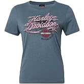 Harley-Davidson Women's Torch Embellished Short Sleeve Crew-Neck Tee, Slate Gray