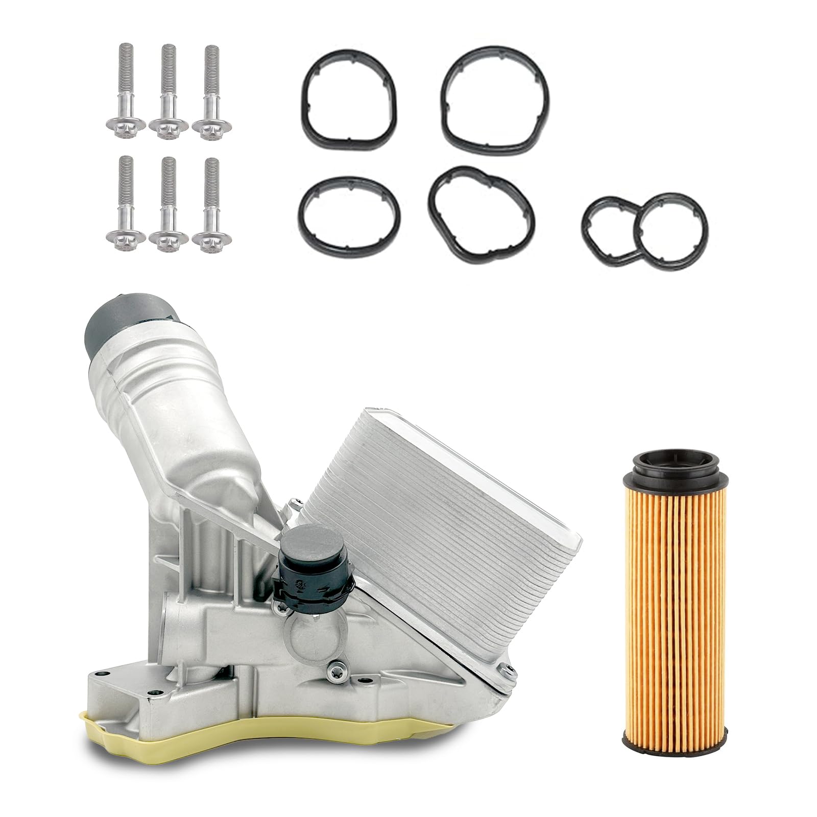 Photo 1 of 11428583895 Aluminium Oil Filter Assembly Engine Oil Cooler Housing Compatible with 2016-2021 BMW M240i 340i 440i 540i 640i 740i xDrive BMW X3 X4 3.0L #11-42-8-583-895,11 42 8 583 895