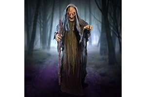 Holidayana Halloween Animatronics Evil Witch. 5ft 2in Animated Halloween Decoration. Standing Evil Witch Scary Halloween Decoration Outdoor Motion & Sound Activated