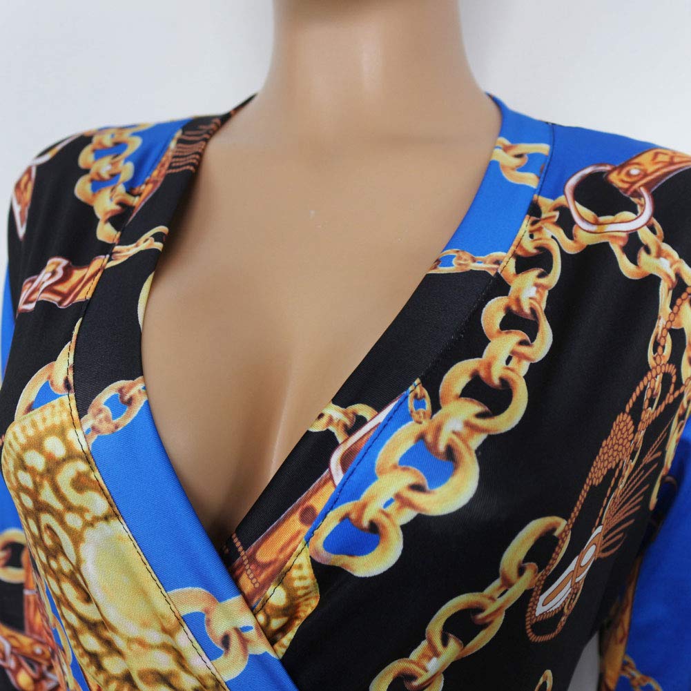 Sexy V Neck Stylish Floral Long Maxi Dresses Casual Loose Prom Party Dress Plus Size