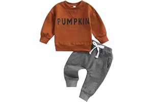 GOOCHEER Toddler Baby Boy Valentine 's Day Outfit Long Sleeve Sweatshirt Crewneck Pullover Tops Shirts and Jogger Pants Set