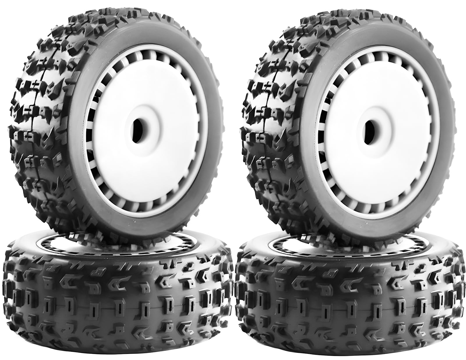 RcThjia 1/8 RC Off-Road Buggy Racing Tires and Wheels 17mm Hex RC Tires with Foam Inserts for ARRMA 1/8 Typhon 3S/6S Losi 8IGHT HSP Hyper HongNor FS Racing KYOSHO MP10 MP9 MP9e Neo. (4PCS/Set)