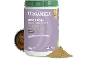 Organika Canadian-Made Beef Bone Broth Powder - Protein and Collagen Rich Bone Broth with Glucosamine and hyaluronic acid, fr