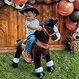 PonyCycle Ride on Horse Toy Walking Rocking Horses Classic Model U (with Brake/ 36" Height/Size 4 for Age 4-8 Boy Gifts) Ride Horse Giddy up Pony Animal Toys Chocolate Brown Ux421