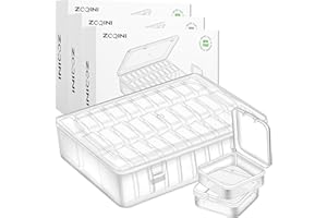 ZOQINI Bead Organizer, 90Pcs Small Clear Plastic Bead Storage Containers with Label, 3 Large Craft Storage Cases with Hinged Lid, Storage Box for Jewelry Making Diamond Art DIY Bracelet Seed Screw Mini Parts