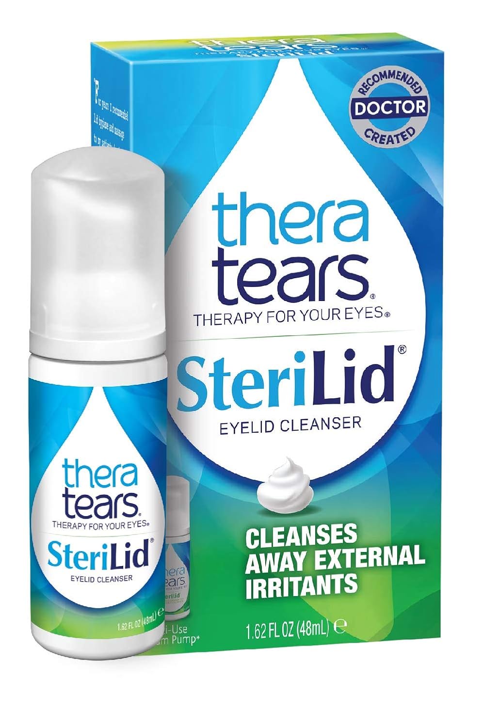 TheraTears Sterilid Eyelid Cleanser, Lid Scrub for Eyes and Eyelashes, 1.62 Fl oz Foam Pump, 48
