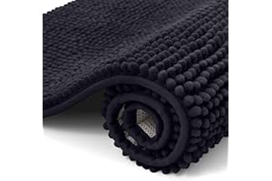 Kitinjoy Non Slip Chenille Bath Mat, Extra Soft Bathroom Mat, Super Absorbent Fluffy Bath Mats for Bathroom, Machine-Washable