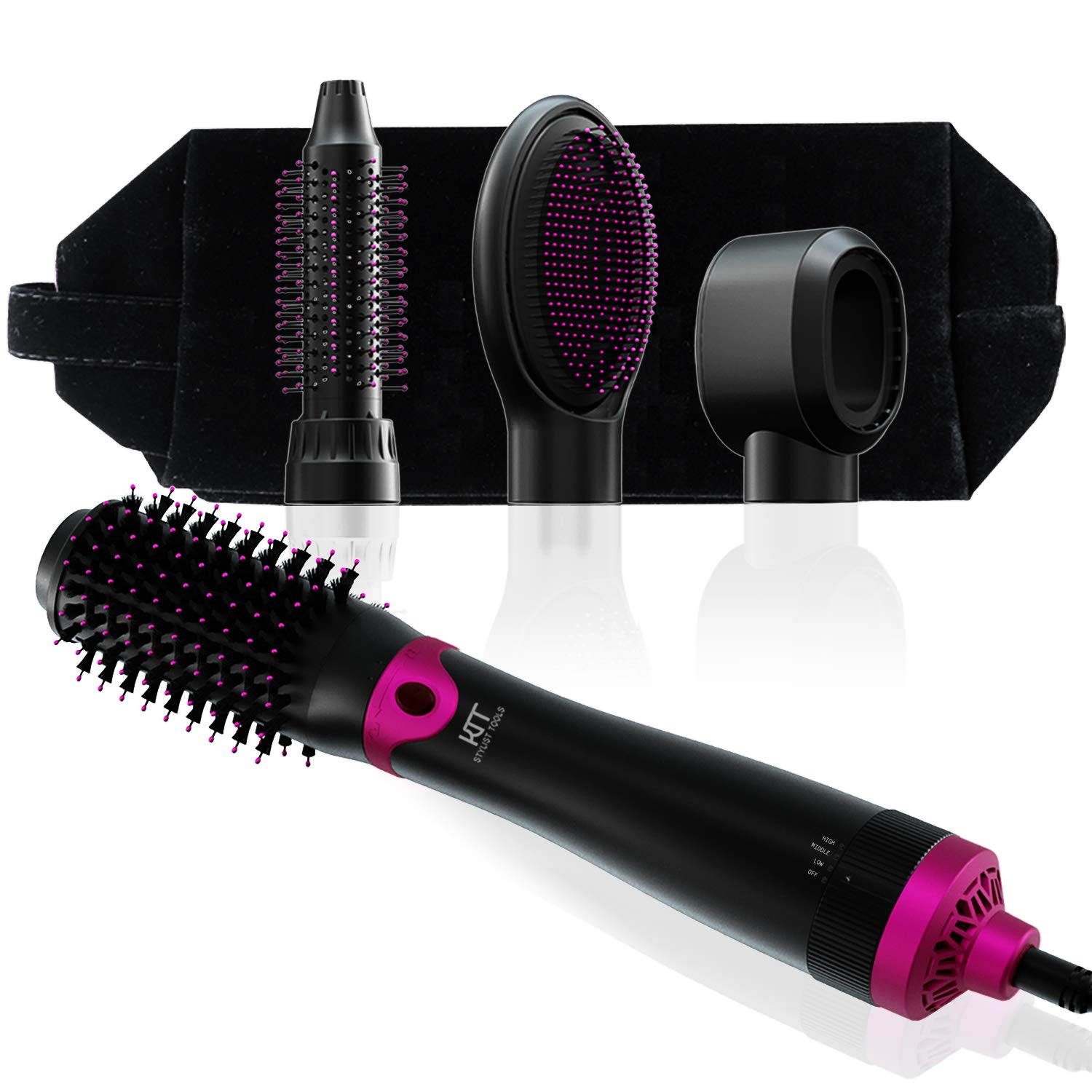 KTT Hair Dryer Brush-Hot Air Brushes Set with Interchangeable Brush Head, 4 IN 1 Blow Dryer and Styler for Hair Styling, Perfect Hair Curler Straightener Brush and Volumizer for All Hair Types : Beauty