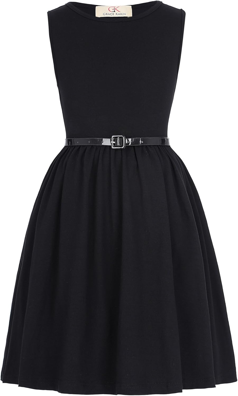 GRACE KARIN Girls Sleeveless Crew Neck Floral A-Line Dress: Clothing