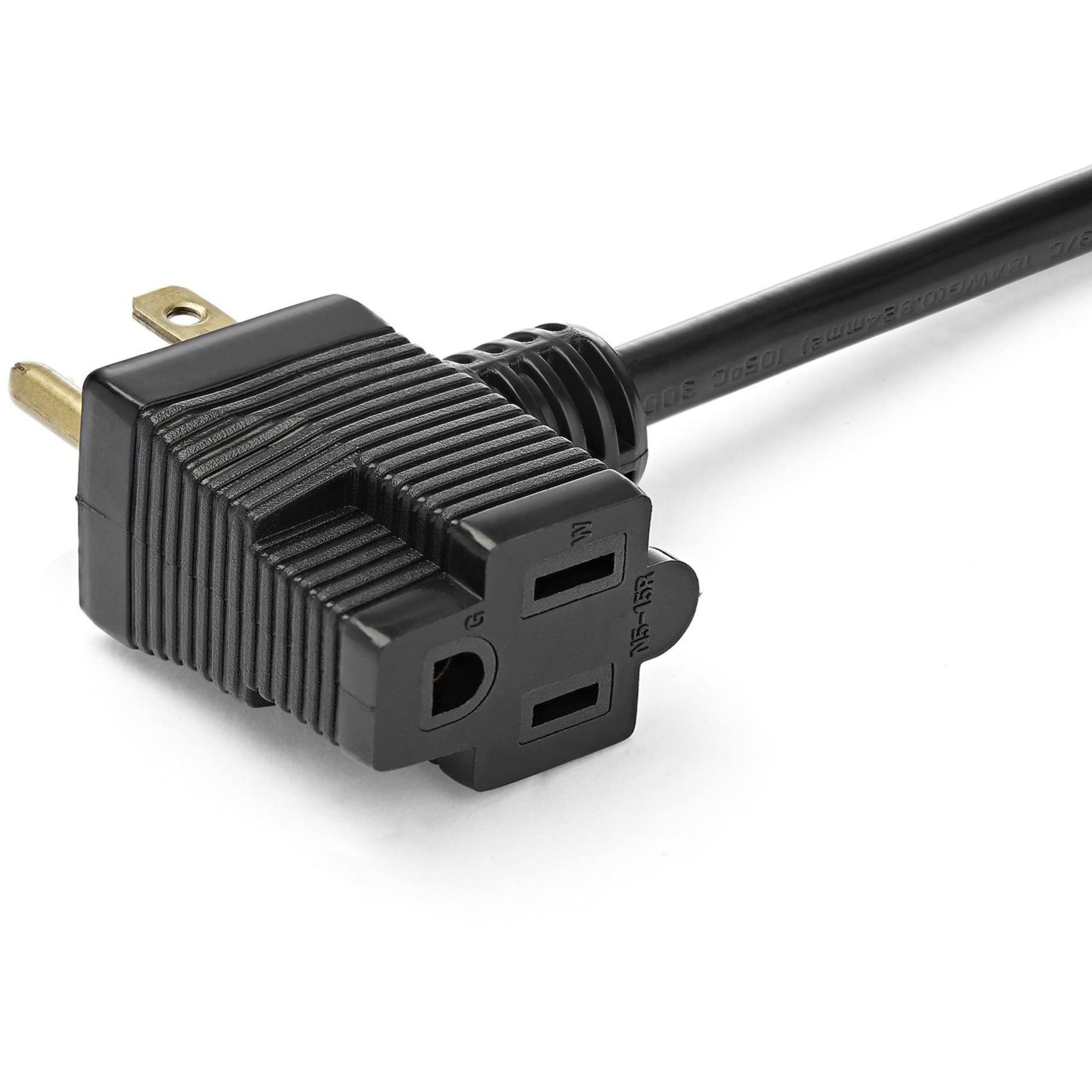 StarTech.com 1ft (0.3m) Short Extension Cord, NEMA 5-15P/R to NEMA 5-15R, 13A 125V, 16AWG, Outlet Saver Power Extension Cord with Extra Passthrough Outlet, AC Extension Cable, UL Listed (PAC102)