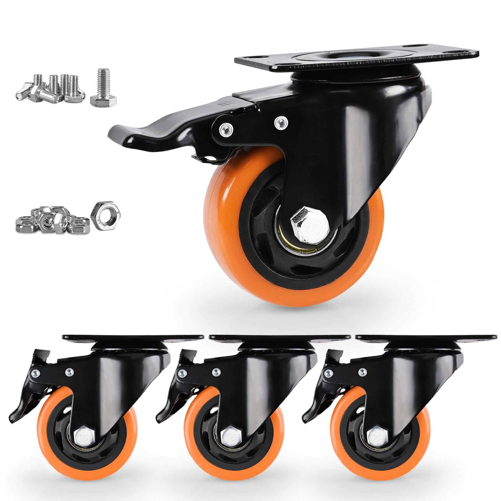 Caster Wheels, Heavy Duty 3 Inch Casters Set of