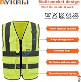 AYKRM High Visibility Vest Class 2 Zip Front with 7 Pockets Hi Vis Waistcoat view 5