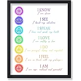Poster Master Illustration Poster - 7 Chakra Affirmations, Yoga, Meditation, Healing, Watercolor - 8x10 UNFRAMED Wall Art - Gift for Artist, Friend - Spiritual Print - Wall Decor for Home, Studio