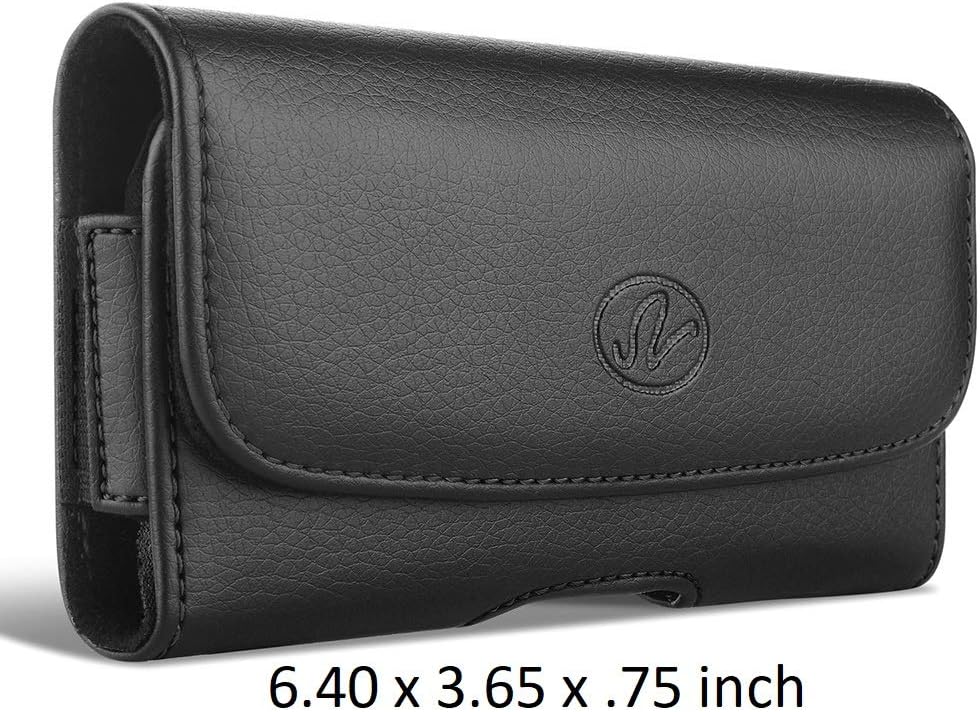 Premium Leather Sideways Pouch Case Holster with Belt Clip & Belt Loops for Samsung Galaxy S8 Active Devices - (Fits…