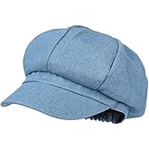 ILUFAM Women’s Denim Newsboy Cap Visor Beret Hat Cabbie Cap