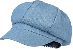 ILUFAM Women’s Denim Newsboy Cap Visor Beret Hat Cabbie Cap