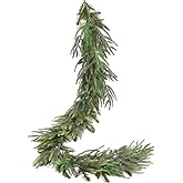 Artiflr 6ft Norfolk Pine Garland Christmas Decoration, Artificail Greengery Garlands Christmas Spruce Garland Pine Leaves and Cedar Leaves for Holiday Winter Fireplace Mantel Table Decor (Light Green)