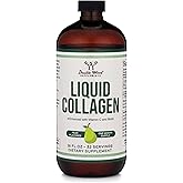Double Wood Supplements Premium Liquid Collagen - 2500mg of Hydrolyzed Bovine Collagen (Type 1, 3 and Grassfed) - 32 Servings - for Women and Men - 30 mcg of Biotin - Sugar Free Pear Flavor