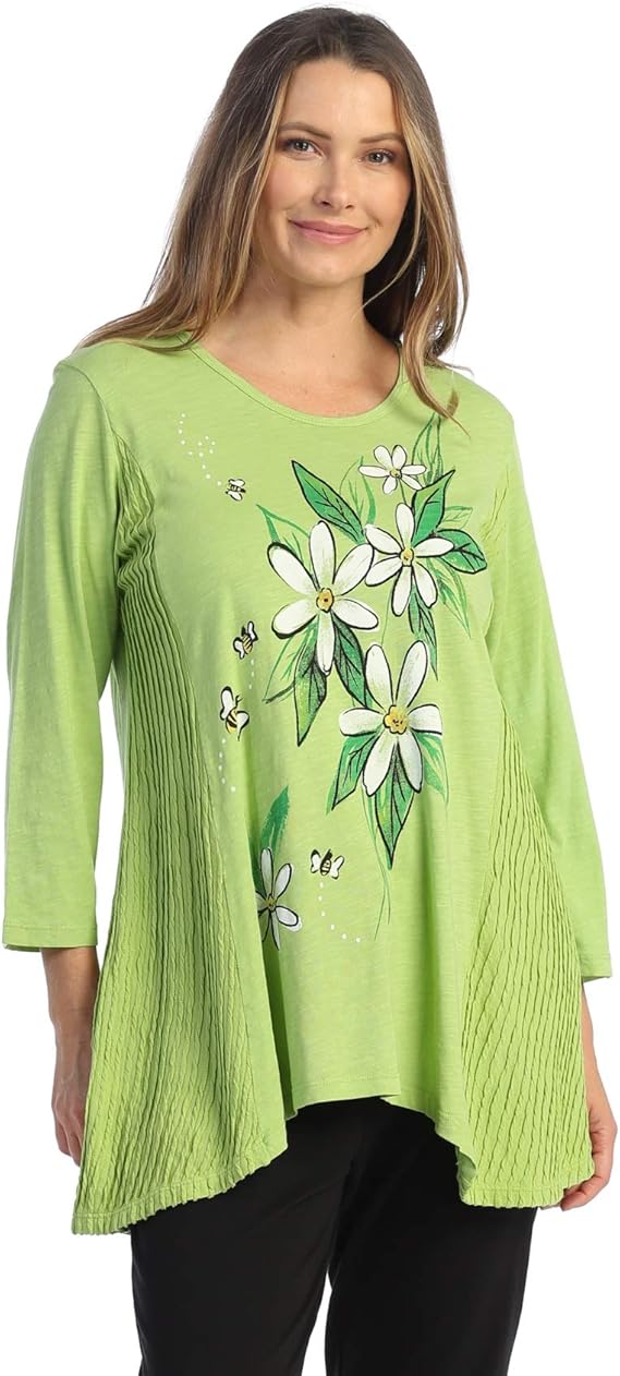 Jess And Jane Clothing Amazon 2026.Jess & Jane Print Wavy Contrast Mineral Washed Tunic - M55 at Amazon ...