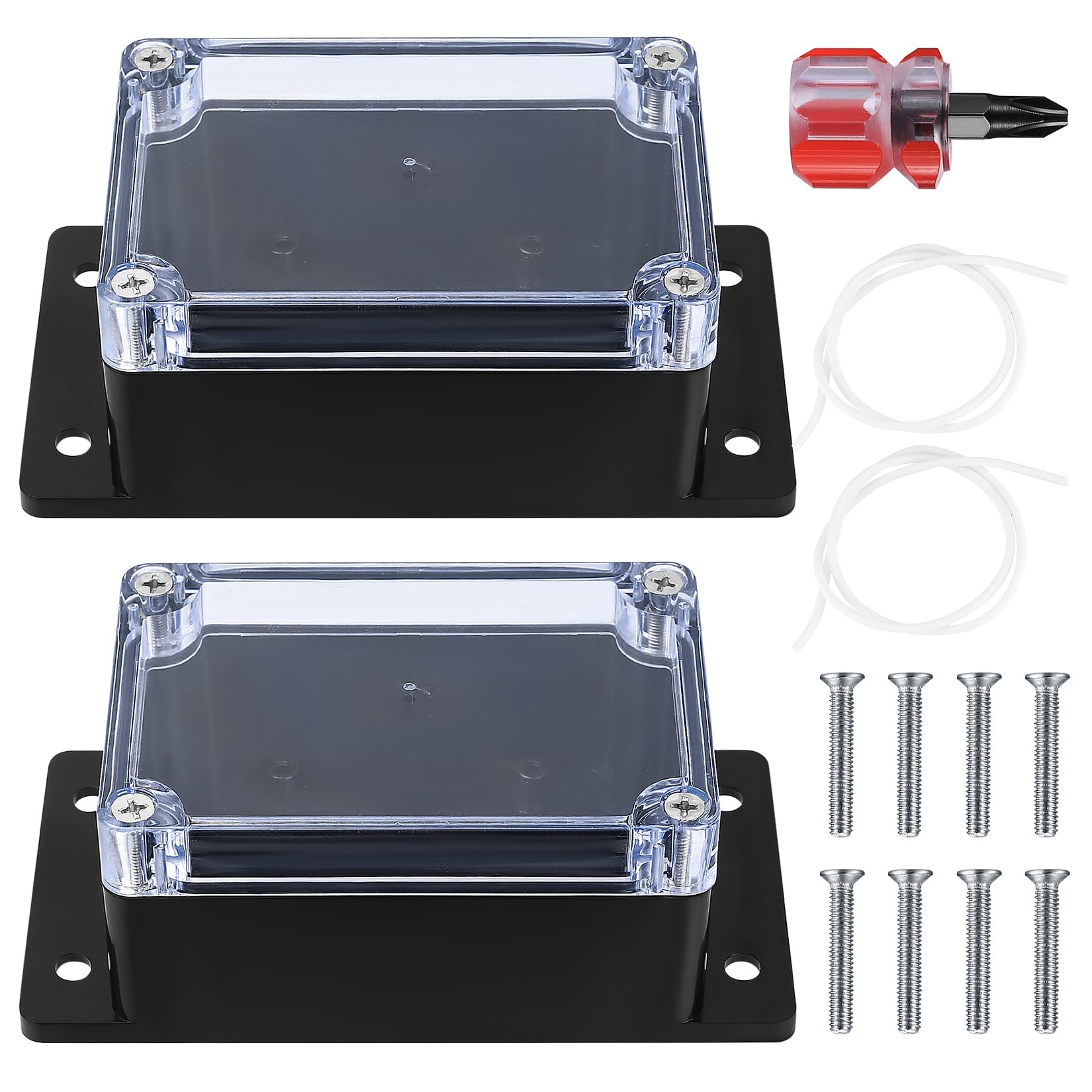 2 Pcs Junction Box Waterproof IP65, Electronic Project Box Enclosure Case, Electrical Junction Box Electronics with Fixed Ear Compatible with Electronic Project - transparent black