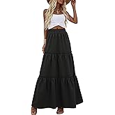 CZYINXIAN Maxi Skirt for Women High Elastic Waist Pleated Swing A-Line Flared Long Skirts