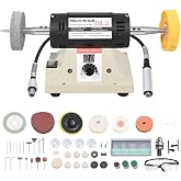 Jewelry Polisher, Adjustable Digital Display Bench Buffer, Dental Bench Polisher, Including Cotton Cloth Polishing Wheel, Abrasive Fiber Wheel, Grinding Wheel, Safety Glass, Polishing Paste, etc.