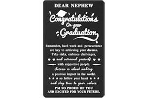 BAZLJY Nephew Graduation Card - 2024 Graduation Gifts for Nephew - Metal Engraved Graduation Card for Nephew - High School College Nephew Graduation Gift Ideas