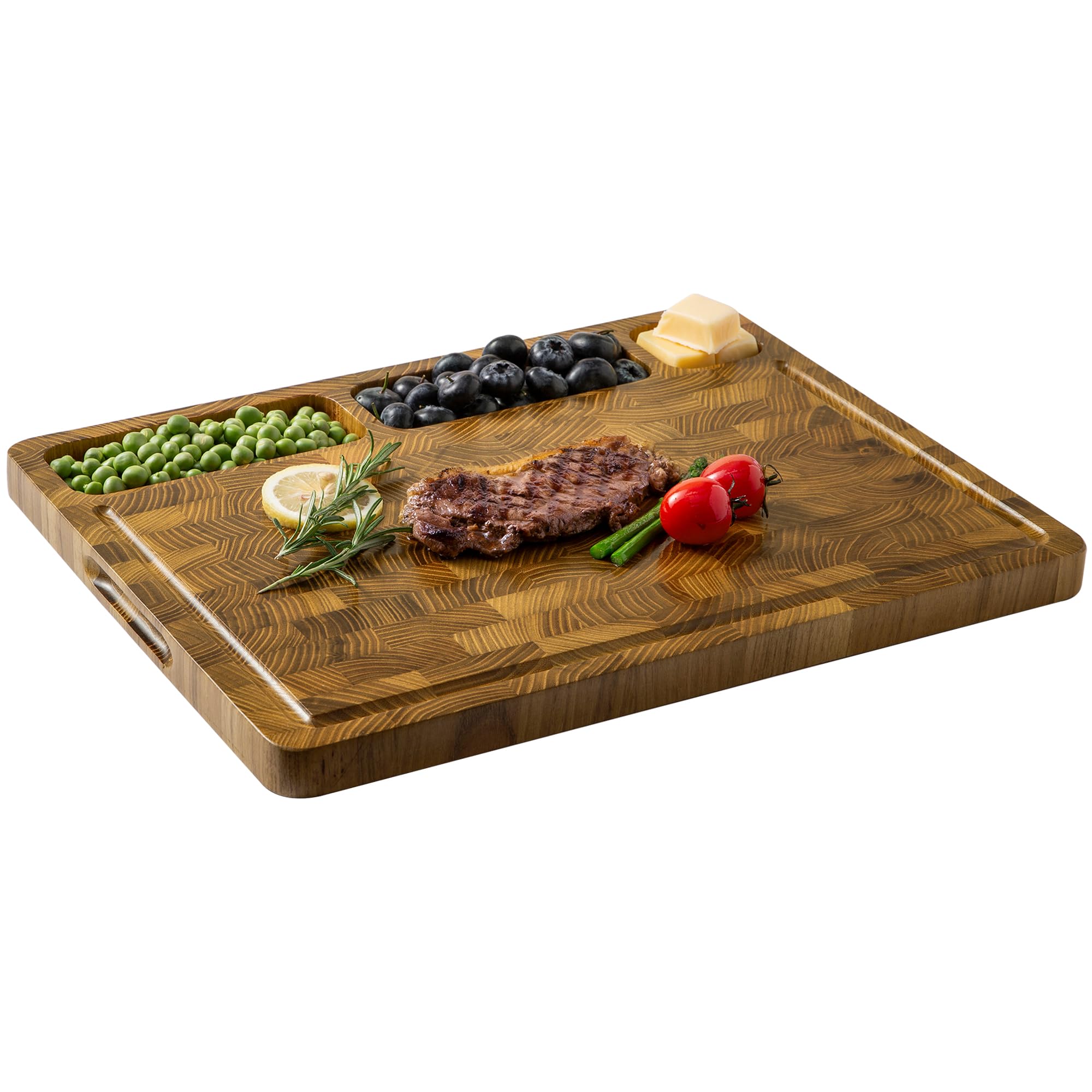 Photo 1 of *MINOR DAMAGE - See clerk notes*
THETCHRY Teak Wood Cutting Boards for Kitchen, Large Charcuterie Board with Handle, 1" Thick Butcher Block, End Grain Cutting Board, Reversible Wooden Chopping Board for Meal Prep & Serving, 17"×13"