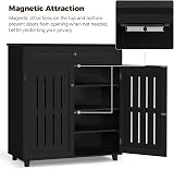 Yaheetech Shoe Cabinet 4-Tier Storage with Drawer 2 Doors Black view 8