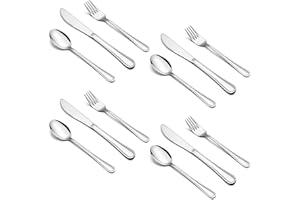 HaWare 12-Piece Kids Silverware, Stainless Steel Toddler Utensils Flatware Set, Preschooler Eating Utensils Includes 4 Spoons 4 Forks 4 Knives, Metal Children Cutlery for Home School, Mirror Finished