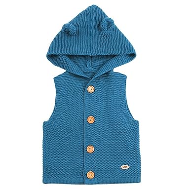 Lenfesh Baby Mädchen Jungen Gestrickt Hooded Weste Ärmellose Jacken Wintermantel Kleidung