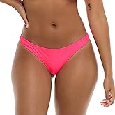Body Glove Standard Smoothies Solid Minimal Coverage Thong Bikini Bottoms for Women