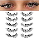 KSYOO False Eyelashes Cat Eye Lashes Wispy Lashes Clear Band V1 Russian Strip Lashes That Look Like Extensions D Curl Cat Eye Lashes Natural Look Faux Mink 3D Fluffy Russian Strip Eyelashes