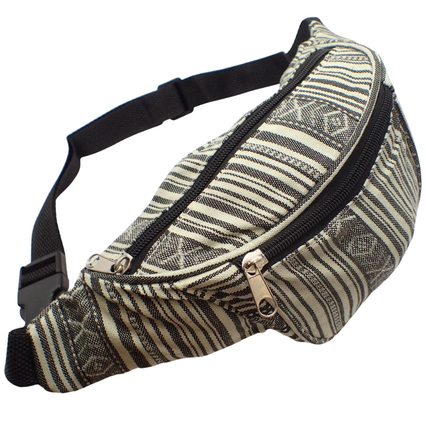 Topkids Accessories Fanny Pack Fanny Packs Festival Bum Bags Bum Bag BumBag Bumbags for Ladies, Women, Men, Unisex with Adjustable Belt for Outdoors Hiking Running Festival Gym (Black Striped)