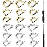 18Pcs D-Rings Screw in Shackle,3 Size Horseshoe U Shape D Ring Screw in Shackle Semicircle D Ring with 2Pcs Screwdriver DIY Leather Strap Craft Purse Replacement