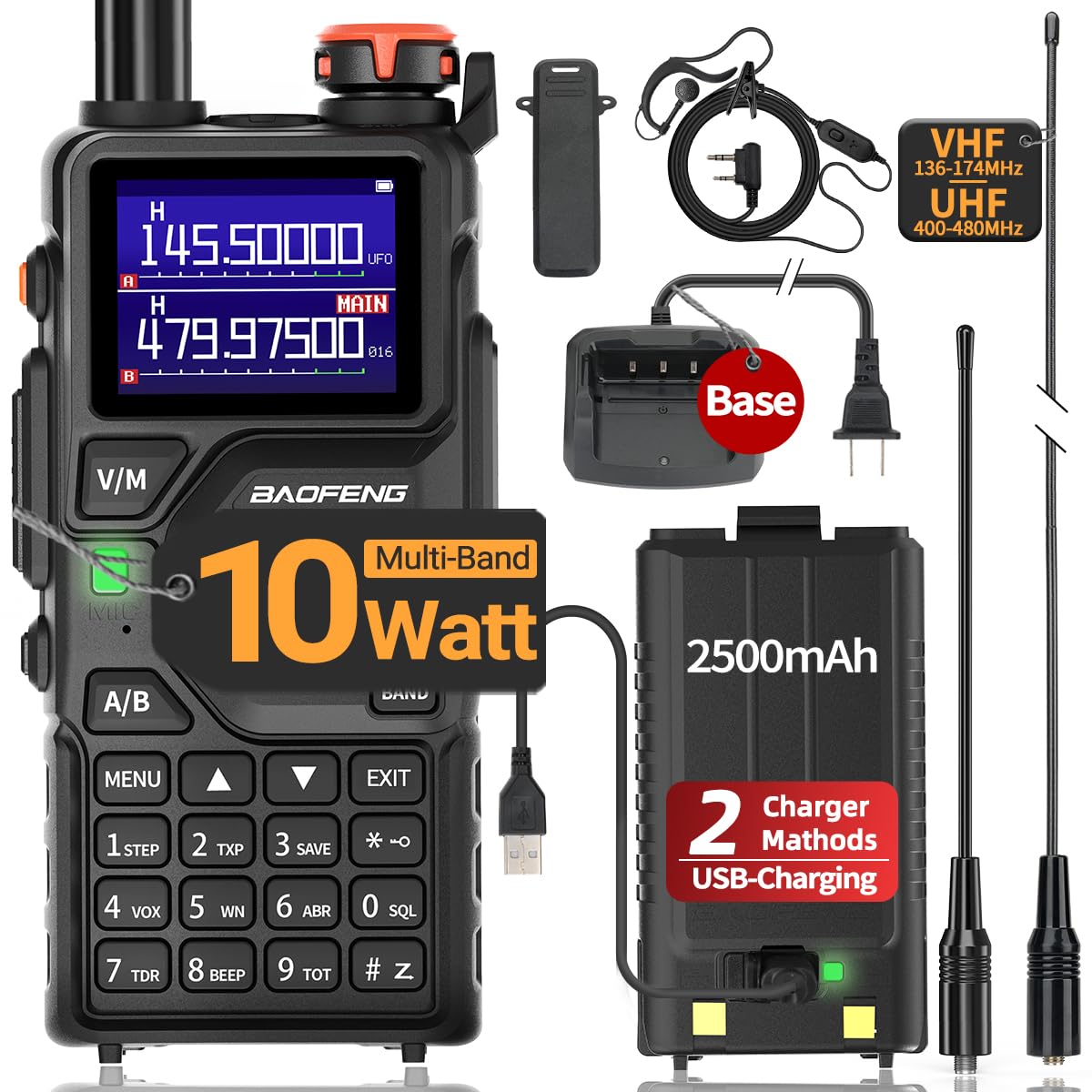 BAOFENG K5PLUS Radio Ham Radio 10W Rechargeable