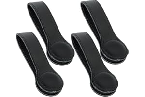 Sozize Leather Magnetic Towel Clips for Oven Handle, Bath Hand Towel Rods or Racks - Kitchen and Bathroom Accessory (4, Black