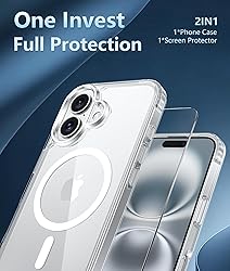 FNTCASE for iPhone 16 Plus Case: Clear Case