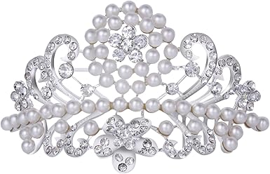 Amazon Com Classic Vintage Pearl Crystal Silver Plated Crown With