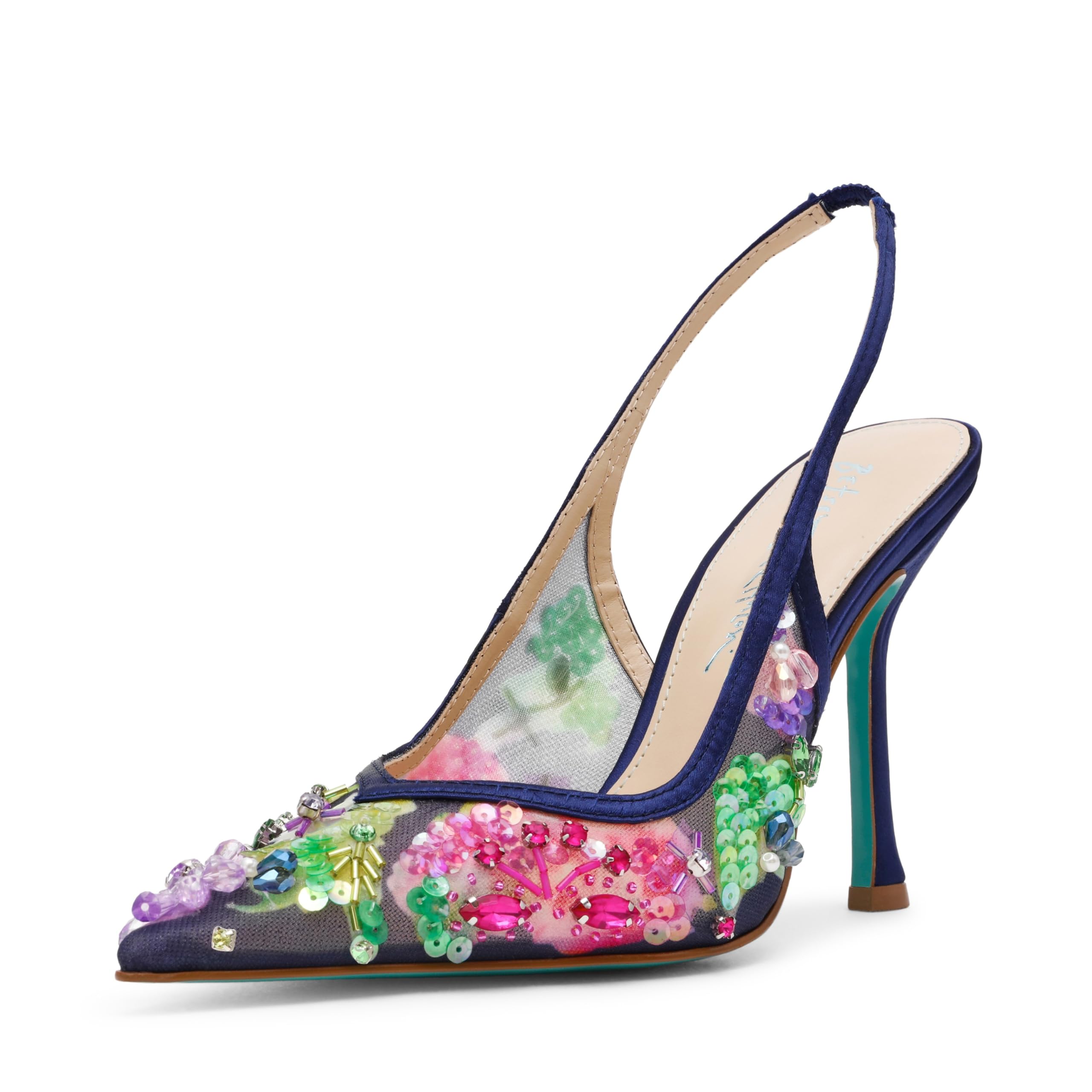 Betsey Johnson Women’s Eddie Heeled Pump, Navy Multi, 9.5
