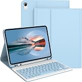Keyboard Case with Pencil Holder for iPad 11th Generation (A16), 10th Gen | Detachable Wireless Keyboard, Support 3 System, Folio Stand, Soft TPU Back Shell for iPad 11th/10th 2025/2022, Light Blue