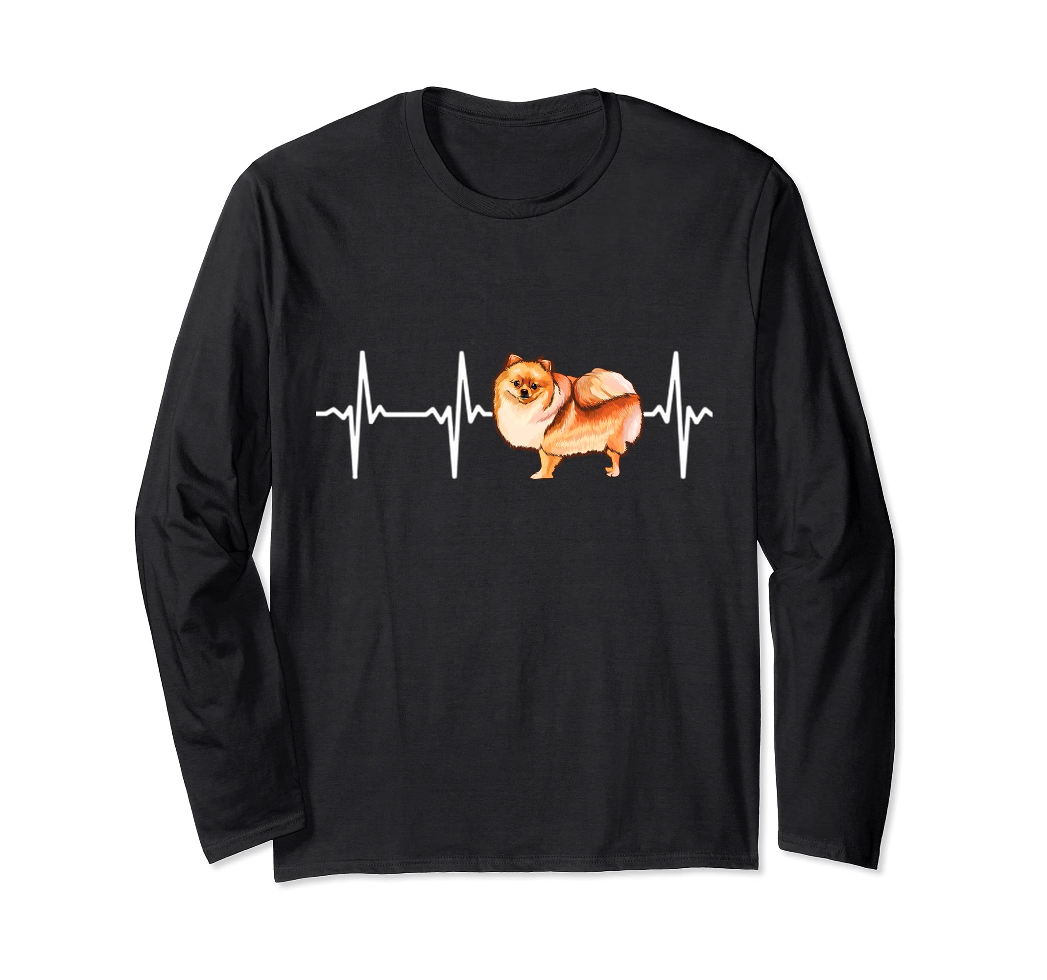 Pomeranian Heartbeat Love My Dog Long Sleeve T-Shirt