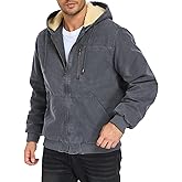 Oymyakon Men's Washed Work Jackets Sherpa Fleece Lined Workwear Coats Relaxed Fit Winter Hooded Utility Jacket