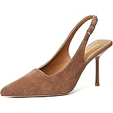 RIBONGZ Sexy Slingback Pumps Elegant Dressy Heels for Women Closed Toe Pointy High Heels Wedding Bride Prom Party Evening Shoes
