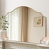Gold Scalloped Wall Mirror: 40"x29" Large Modern Minimalist Bathroom Mirror - Decorative Vanity Arched Mirrors for Dresser/En
